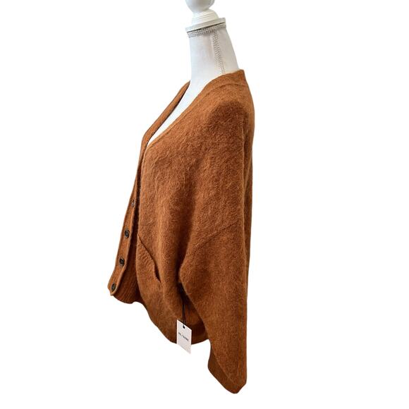 RE/DONE 90s V Neck Oversized Alpaca Cardigan Sweater Camel Shag M - Picture 6 of 10